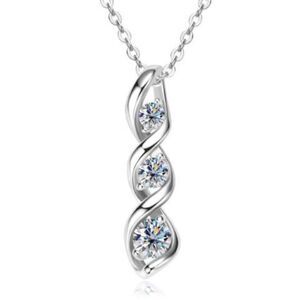 Stunning Moissanite 3 Round Stone Infinity Pendant Necklace Sterling Silver